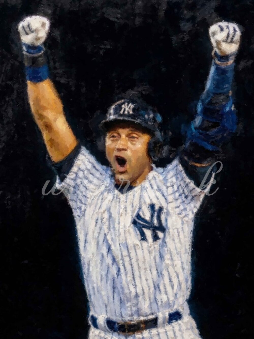 Derek Jeter Painting PRINT 8x10 Lithograph "Final Game" Limited Edition Print